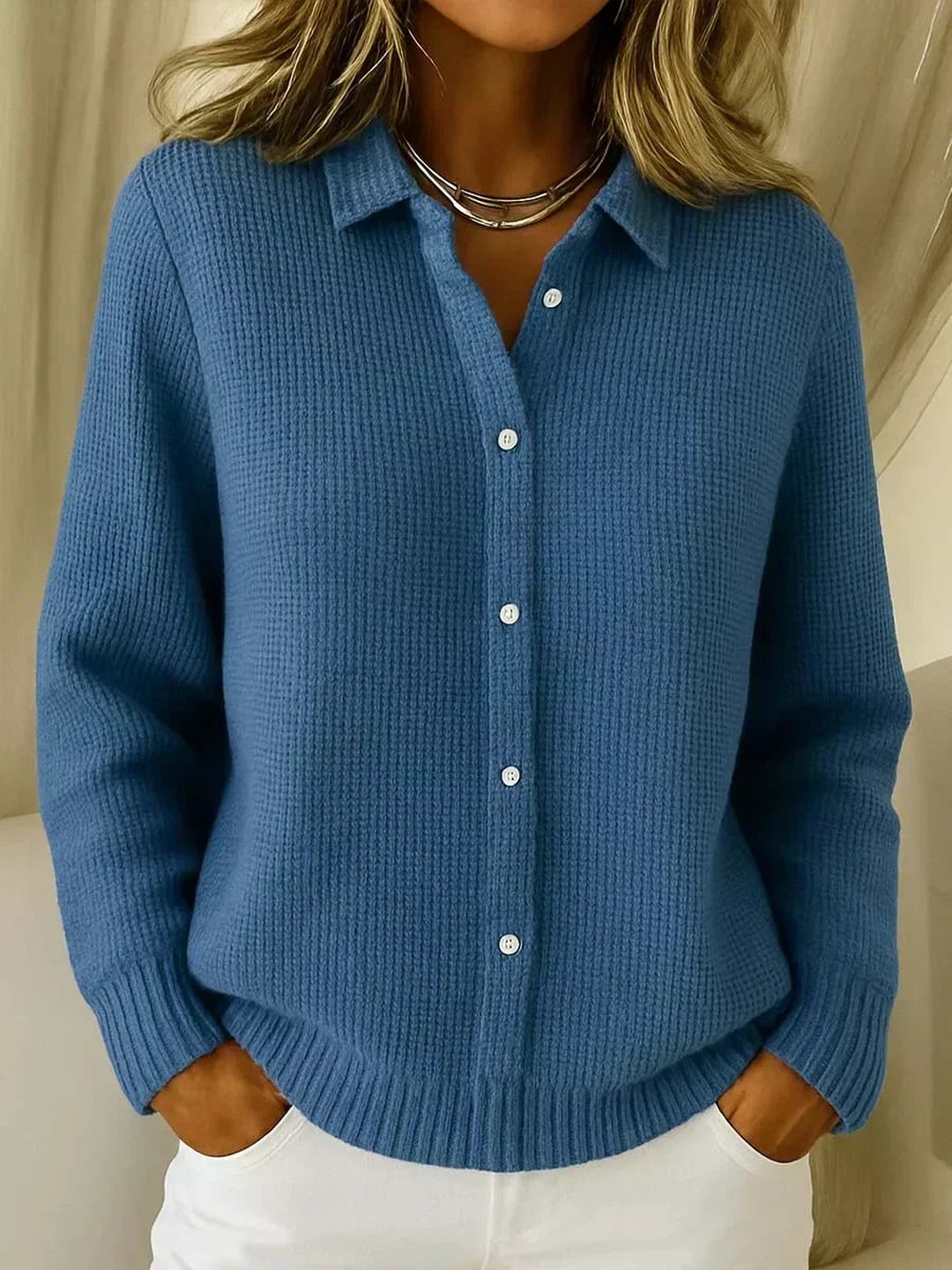 Vesta | Textured Knit Button-Up Cardigan