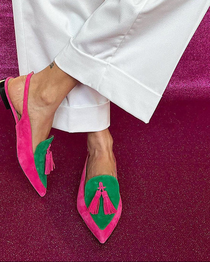 Nestle | Fringe Ballet Flats with Ankle Strap