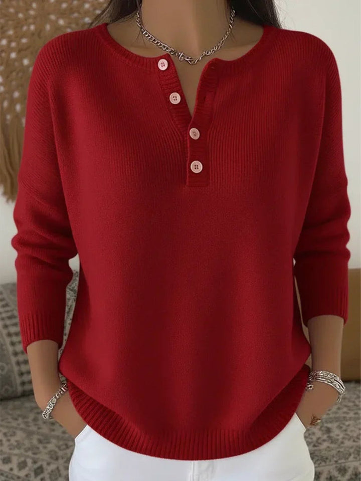 Kaylee | Henley Button-Up Knit Sweater