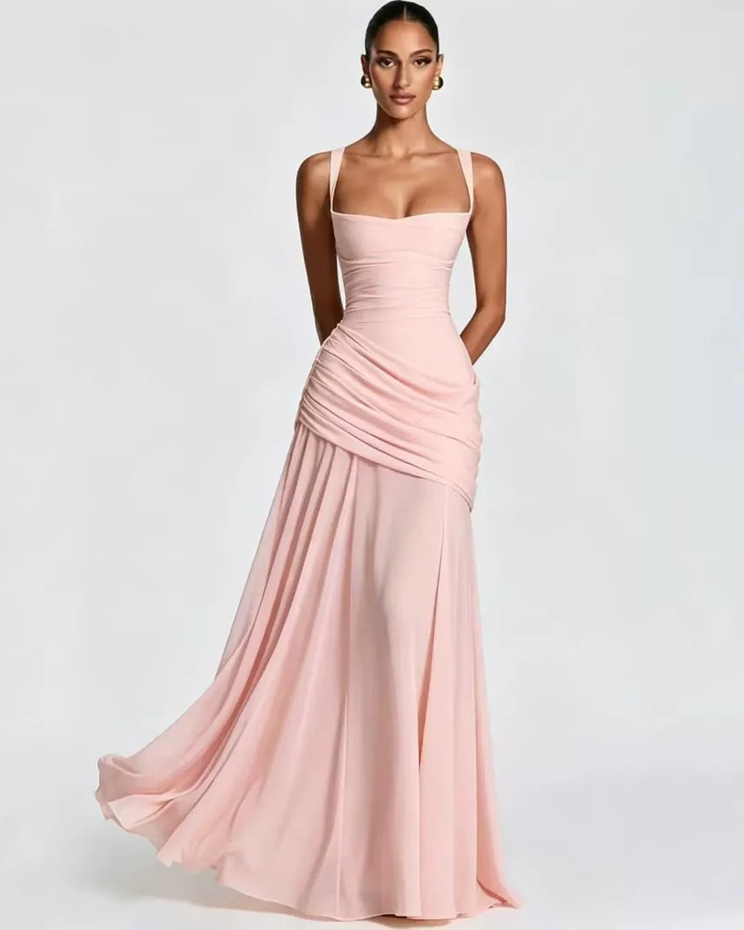 Phoebe | Maxi Dress With Ruched Square Neckline