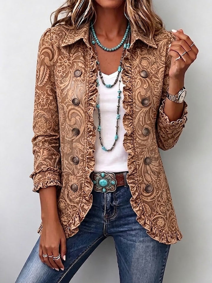 Briar | Vintage Bohemian Floral Print Ruffled Jacket