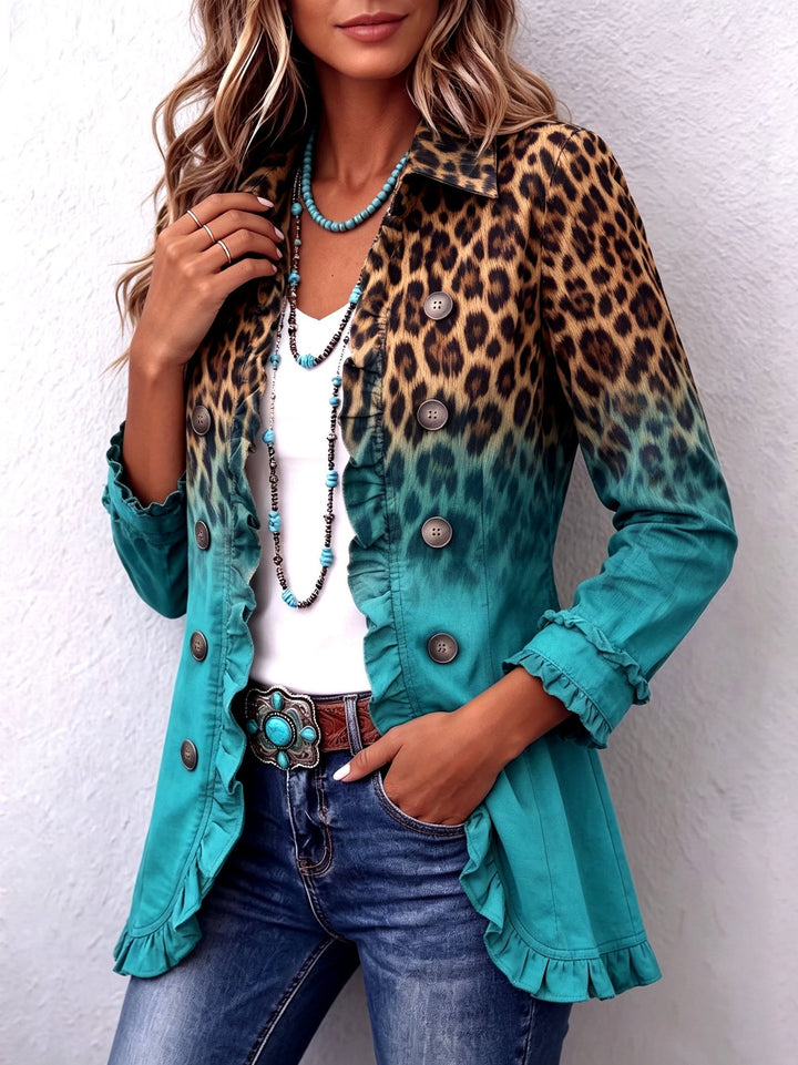 Tinsley | Leopard Ombre Ruffle Blazer Jacket