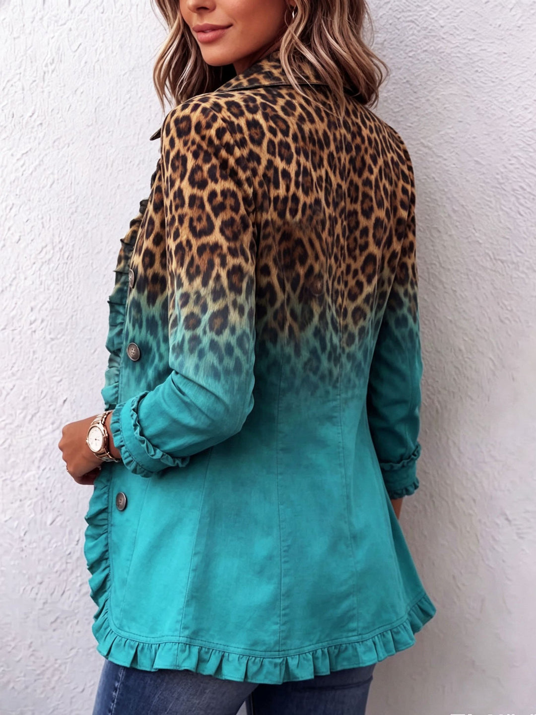 Tinsley | Leopard Ombre Ruffle Blazer Jacket