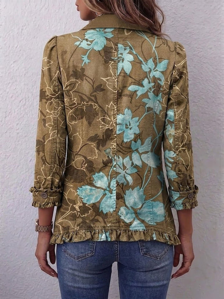 Krista | Boho Gradient Vintage Floral Ruffle Jacket