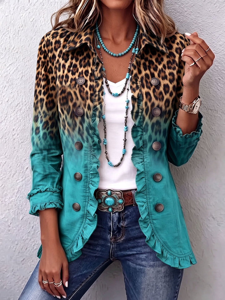 Tinsley | Leopard Ombre Ruffle Blazer Jacket