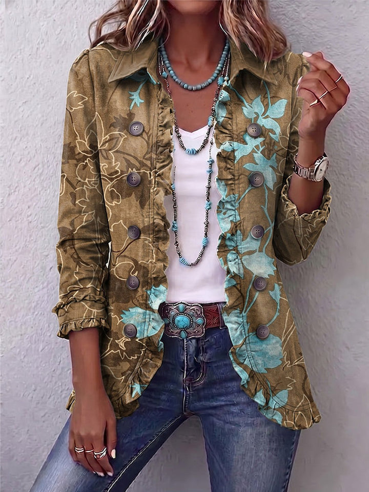 Krista | Boho Gradient Vintage Floral Ruffle Jacket