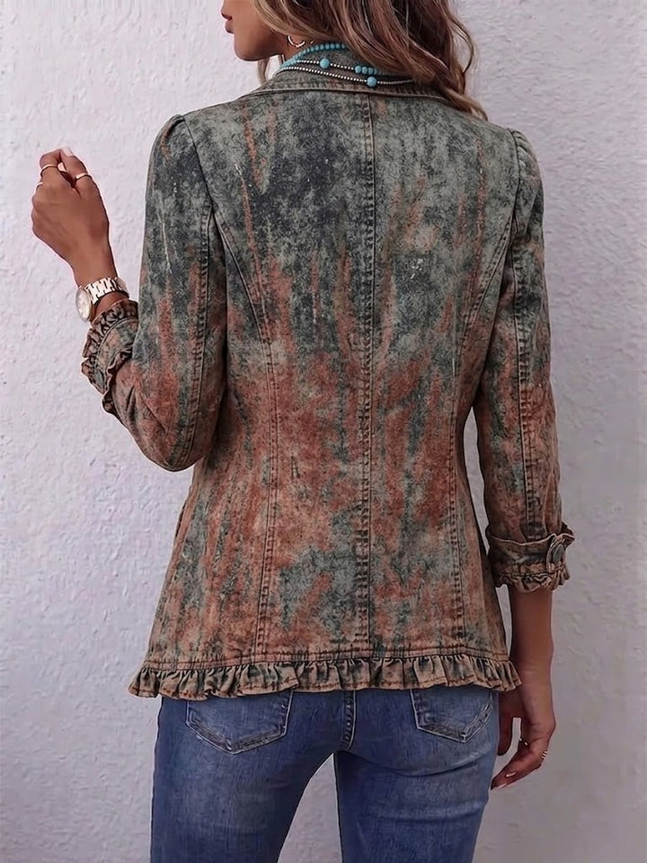 Ottilia | Vintage Gradient Textured Print Ruffle Jacket
