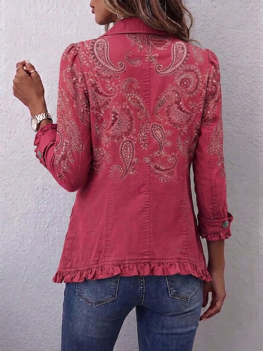 Sybil | Vintage Paisley Print Ruffled Jacket