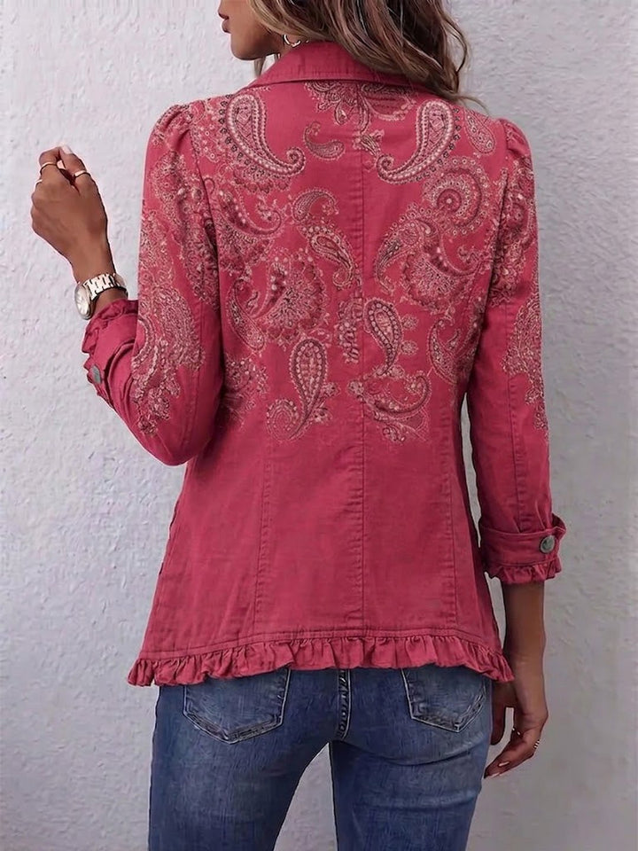 Sybil | Vintage Paisley Print Ruffled Jacket