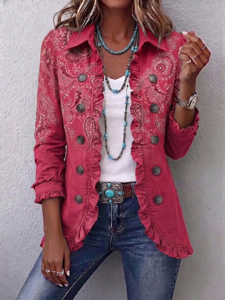 Sybil | Vintage Paisley Print Ruffled Jacket