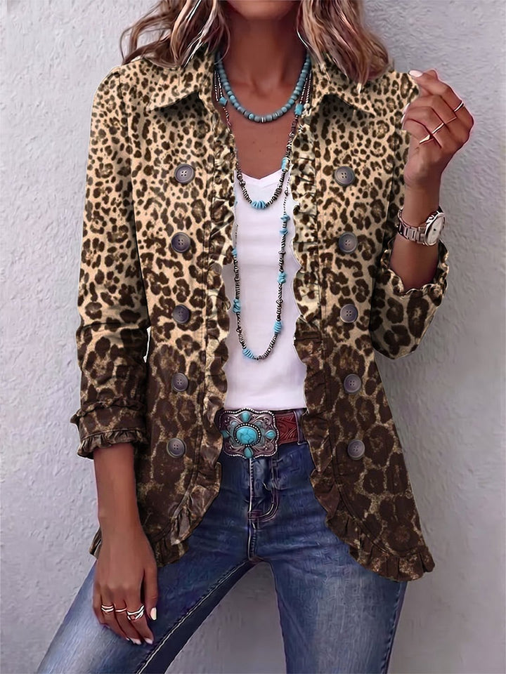 Tina | Leopard Print Ruffled Jacket
