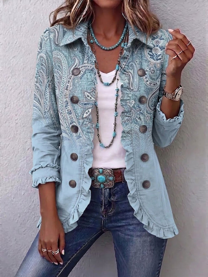 Rhiannon | Vintage Paisley Print Ruffled Jacket