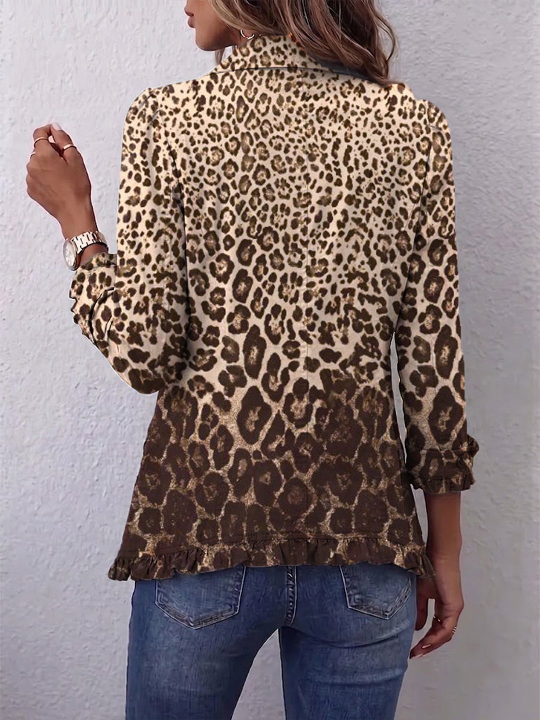 Tina | Leopard Print Ruffled Jacket