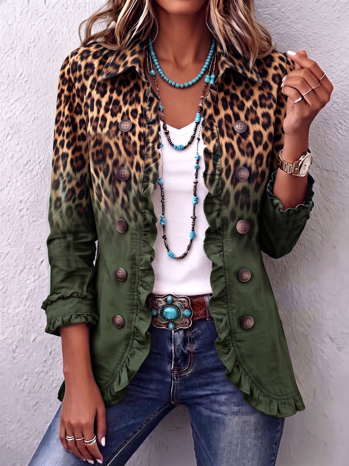 Tinsley | Leopard Ombre Ruffle Blazer Jacket