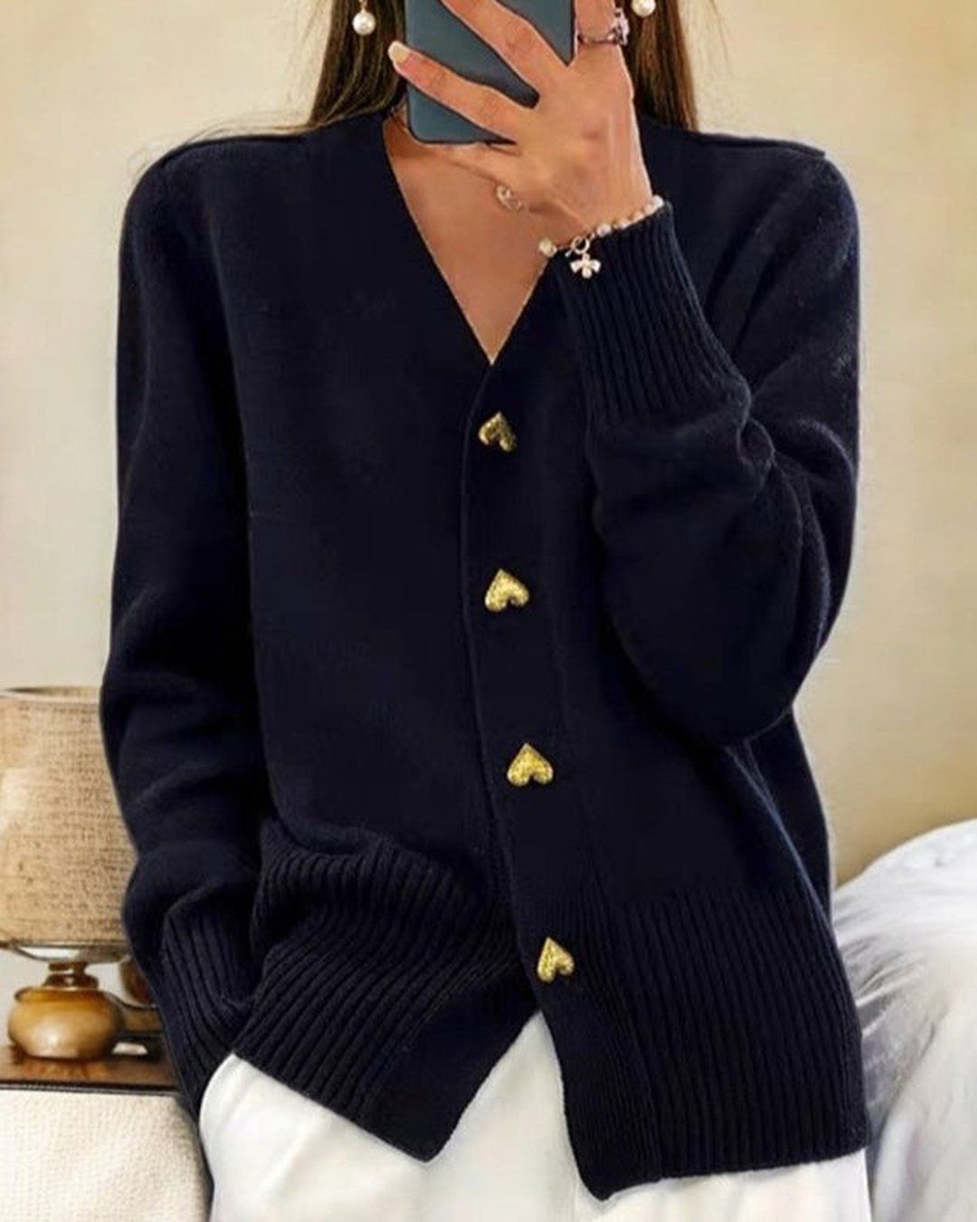 Flannery | Elegant Heart Button Cardigan
