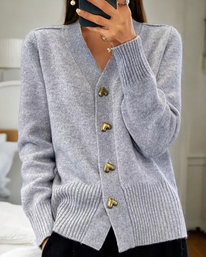 Flannery | Elegant Heart Button Cardigan