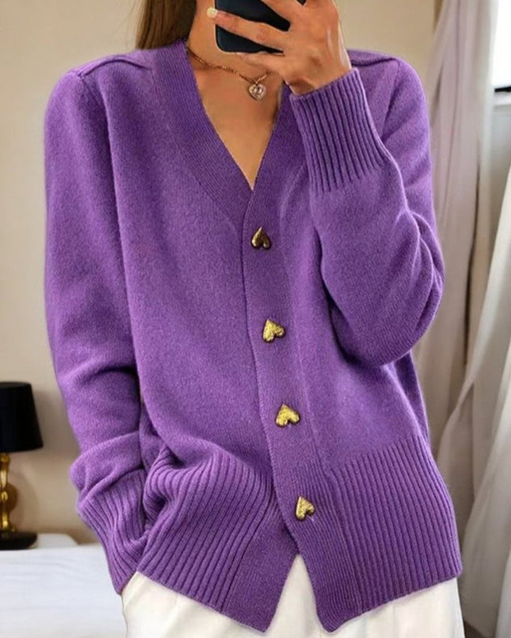 Flannery | Elegant Heart Button Cardigan