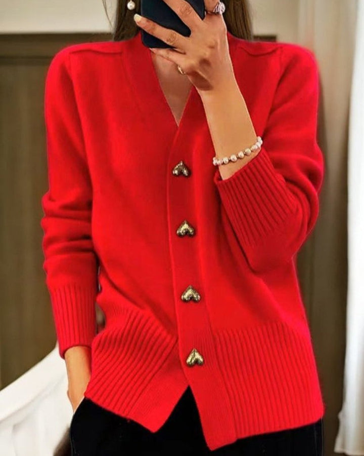 Flannery | Elegant Heart Button Cardigan
