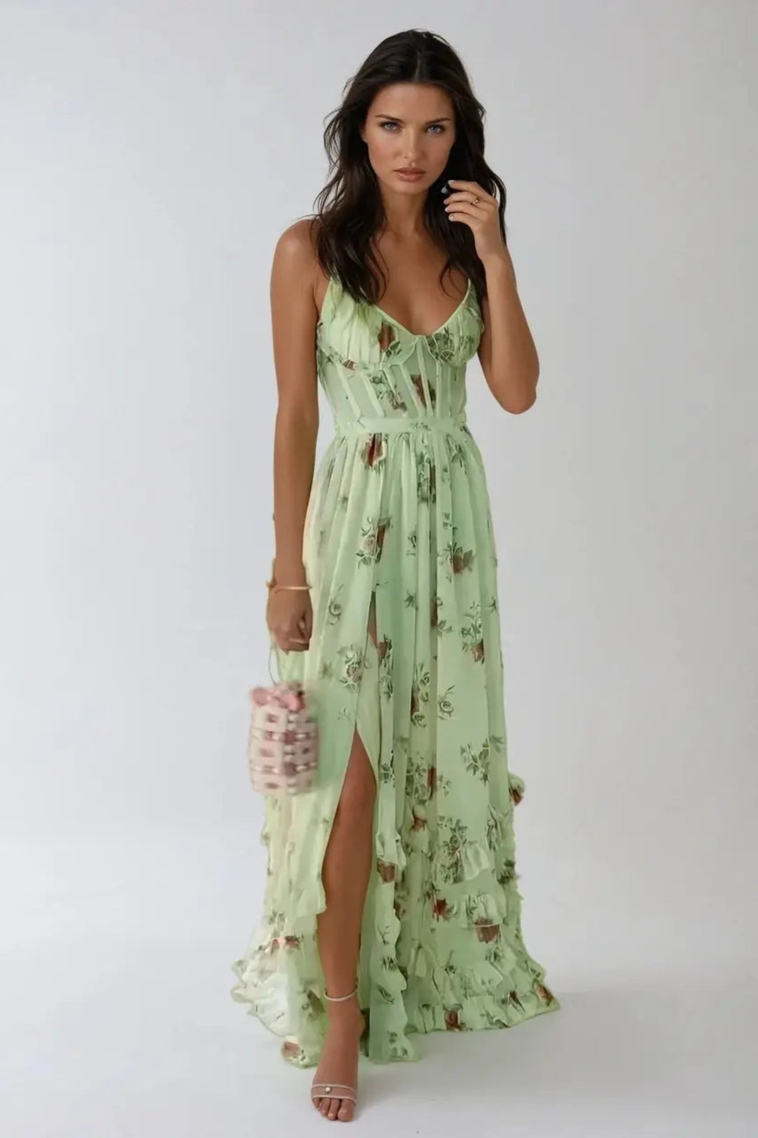 Ruthie | Floral Print Ruffled Maxi Dress